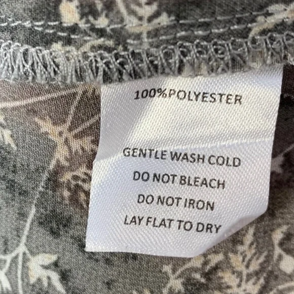 Grade & Gather Cottagecore Floral Sheer Blouse Grey Taupe Ruffle Long Sleeve L - Picture 8 of 10